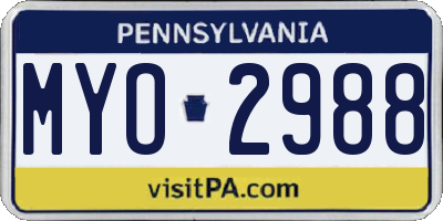 PA license plate MYO2988