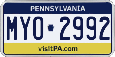 PA license plate MYO2992
