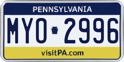 PA license plate MYO2996