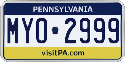 PA license plate MYO2999