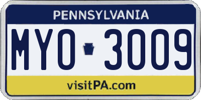 PA license plate MYO3009
