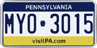 PA license plate MYO3015