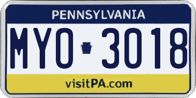 PA license plate MYO3018