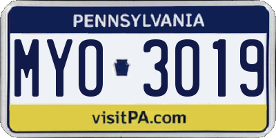PA license plate MYO3019
