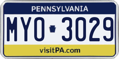 PA license plate MYO3029