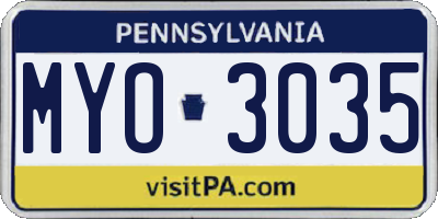 PA license plate MYO3035