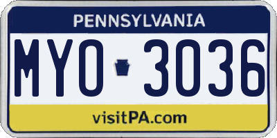 PA license plate MYO3036