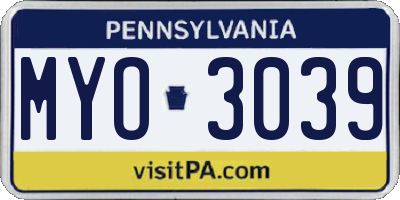 PA license plate MYO3039