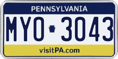 PA license plate MYO3043