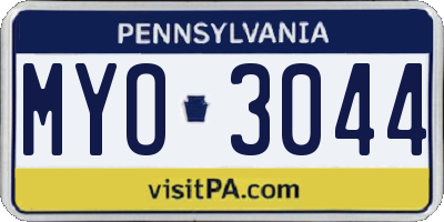 PA license plate MYO3044