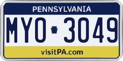 PA license plate MYO3049