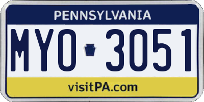PA license plate MYO3051