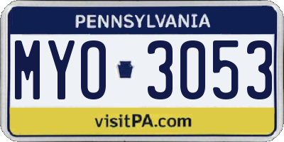 PA license plate MYO3053