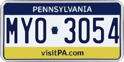 PA license plate MYO3054