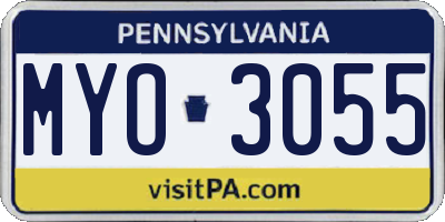 PA license plate MYO3055
