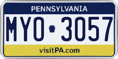 PA license plate MYO3057