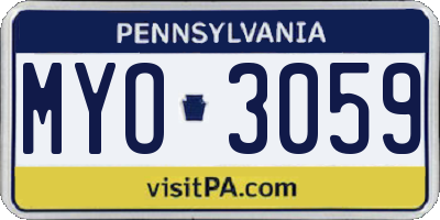 PA license plate MYO3059