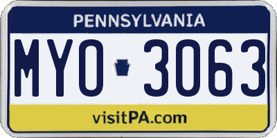 PA license plate MYO3063