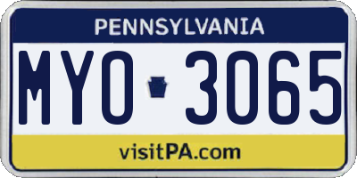 PA license plate MYO3065