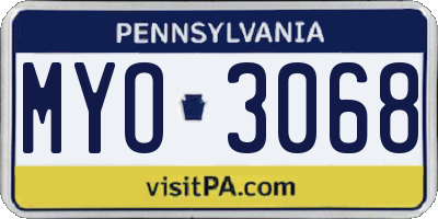 PA license plate MYO3068