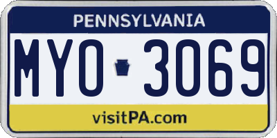 PA license plate MYO3069