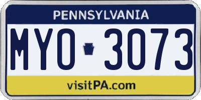 PA license plate MYO3073