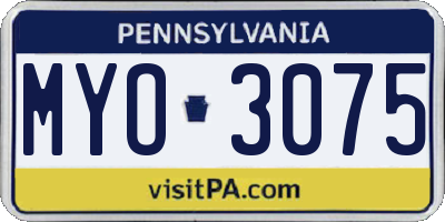 PA license plate MYO3075