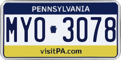 PA license plate MYO3078