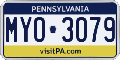 PA license plate MYO3079