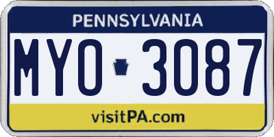PA license plate MYO3087
