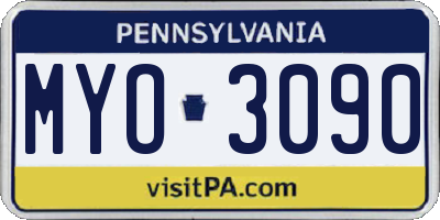 PA license plate MYO3090