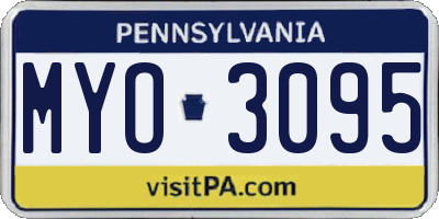 PA license plate MYO3095