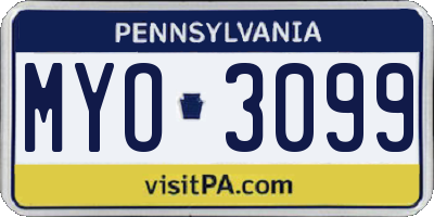 PA license plate MYO3099
