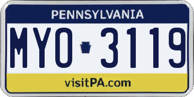 PA license plate MYO3119