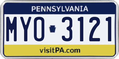 PA license plate MYO3121