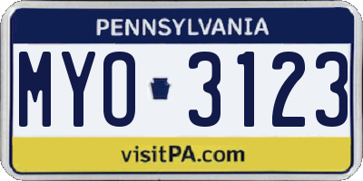 PA license plate MYO3123