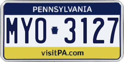 PA license plate MYO3127