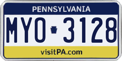 PA license plate MYO3128