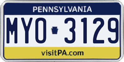 PA license plate MYO3129