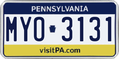 PA license plate MYO3131