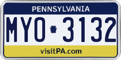 PA license plate MYO3132
