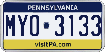 PA license plate MYO3133