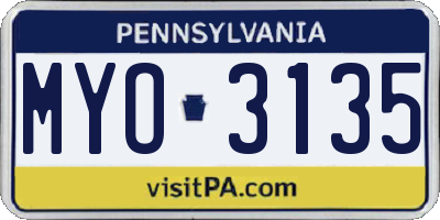 PA license plate MYO3135