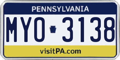 PA license plate MYO3138