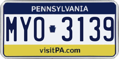 PA license plate MYO3139