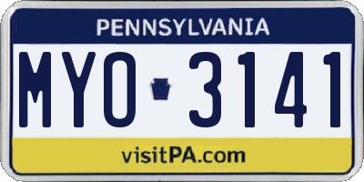 PA license plate MYO3141