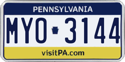 PA license plate MYO3144