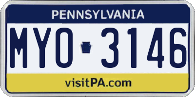 PA license plate MYO3146