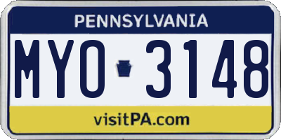 PA license plate MYO3148