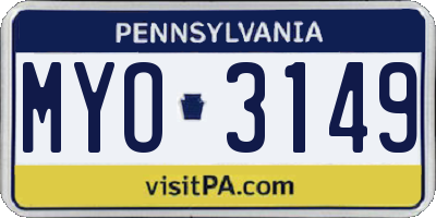 PA license plate MYO3149